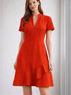 Sandro Elegant Women's Red Textured A-Line Dress
